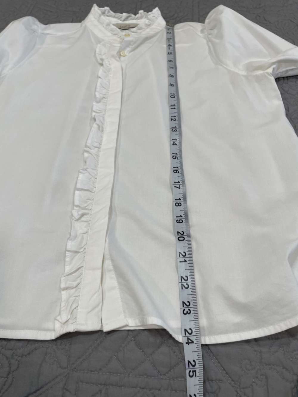 LOFT White Ruffle-Trim Blouse MP - Picture 10 of 11